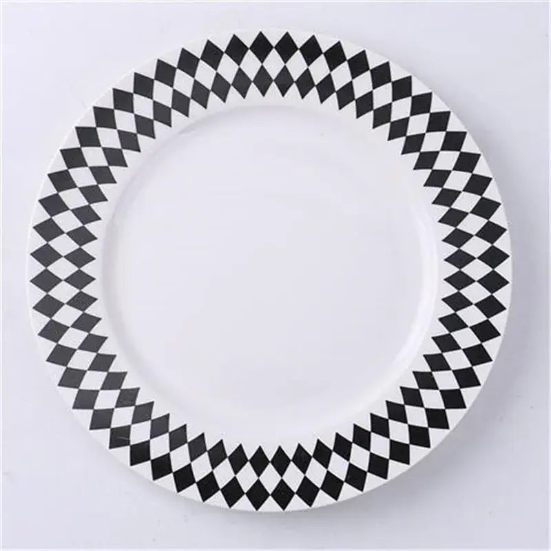 Scandinavian black & white geometric ceramic dessert plates dining room