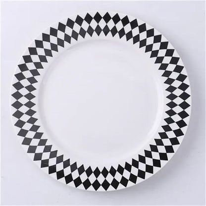Scandinavian black & white geometric ceramic dessert plates dining room