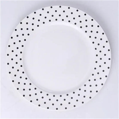 Scandinavian black & white geometric ceramic dessert plates dining room