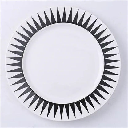 Scandinavian black & white geometric ceramic dessert plates dining room