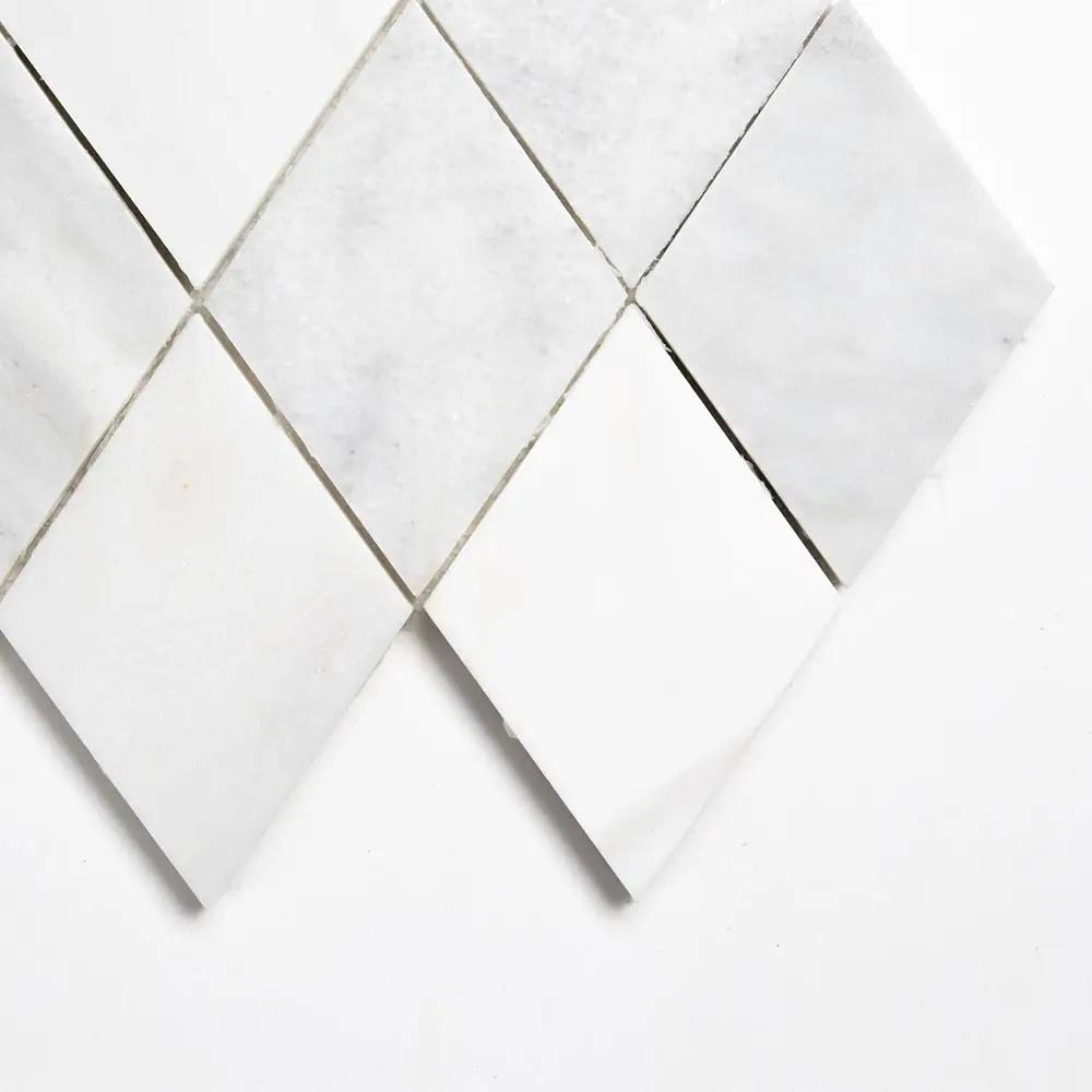 Calacata T, Snow White, Afyon White Multi Finish Scottish Diamond Marble Mosaics 9 5/16x10 1/2