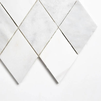 Calacata T, Snow White, Afyon White Multi Finish Scottish Diamond Marble Mosaics 9 5/16x10 1/2