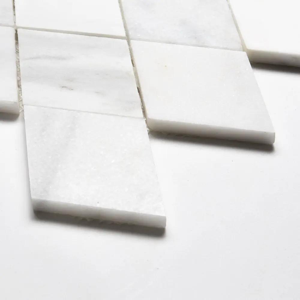 Calacata T, Snow White, Afyon White Multi Finish Scottish Diamond Marble Mosaics 9 5/16x10 1/2