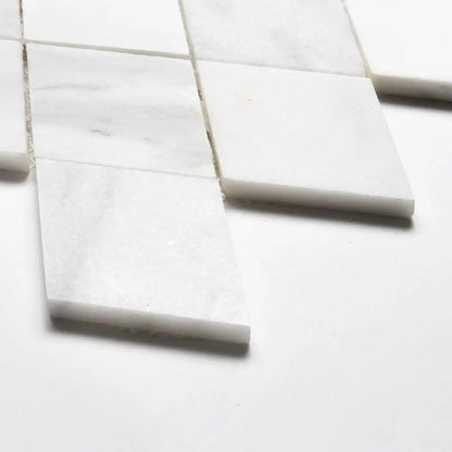 Calacata T, Snow White, Afyon White Multi Finish Scottish Diamond Marble Mosaics 9 5/16x10 1/2
