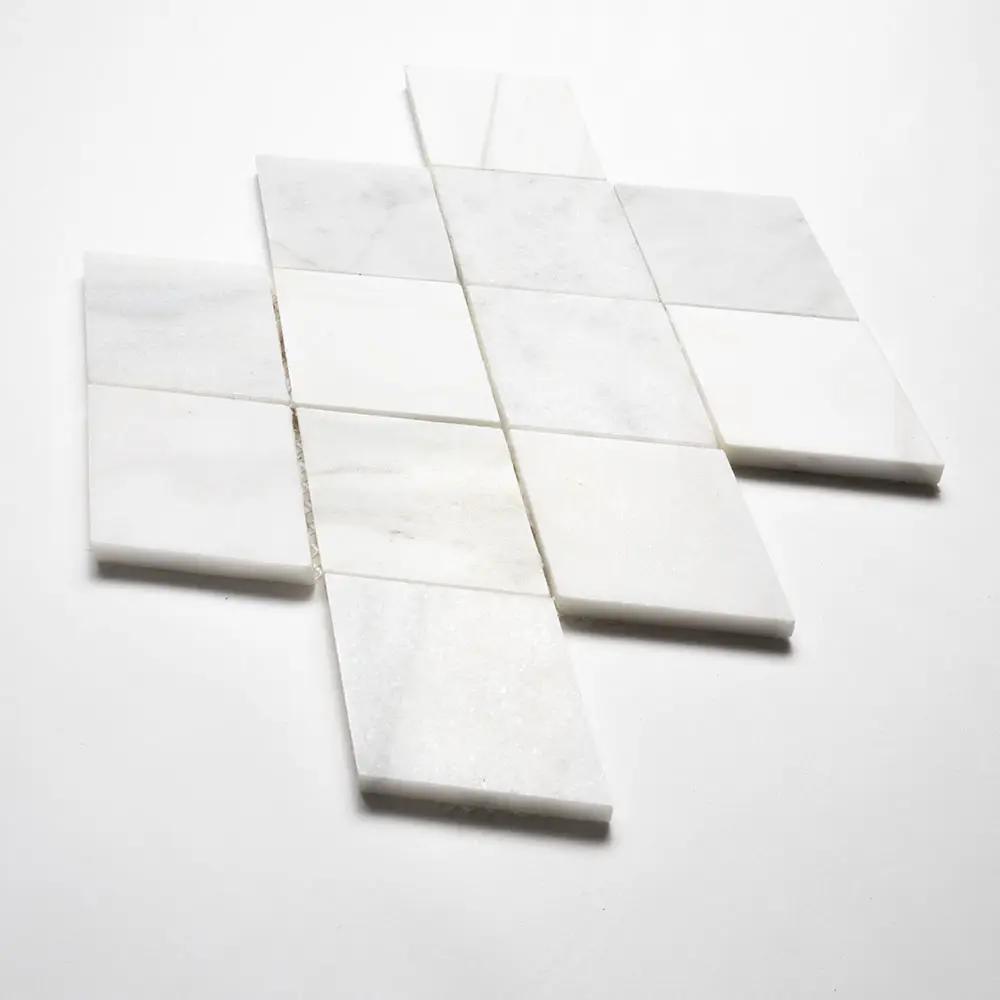 Calacata T, Snow White, Afyon White Multi Finish Scottish Diamond Marble Mosaics 9 5/16x10 1/2