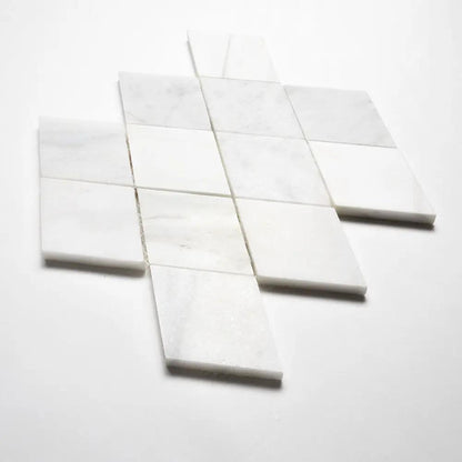 Calacata T, Snow White, Afyon White Multi Finish Scottish Diamond Marble Mosaics 9 5/16x10 1/2