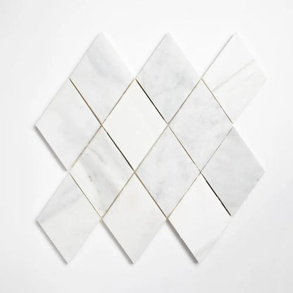 Calacata T, Snow White, Afyon White Multi Finish Scottish Diamond Marble Mosaics 9 5/16x10 1/2