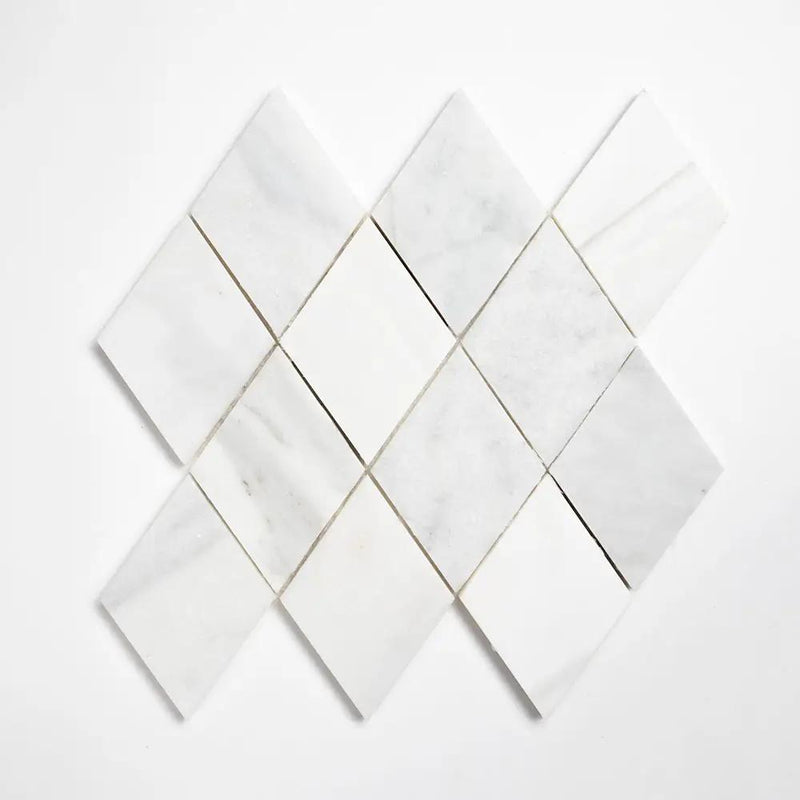 Calacata T, Snow White, Afyon White Multi Finish Scottish Diamond Marble Mosaics 9 5/16x10 1/2