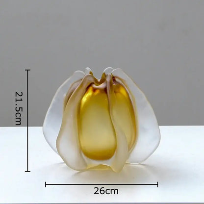 Sculpted amber carambola glass vase living room floral decor
