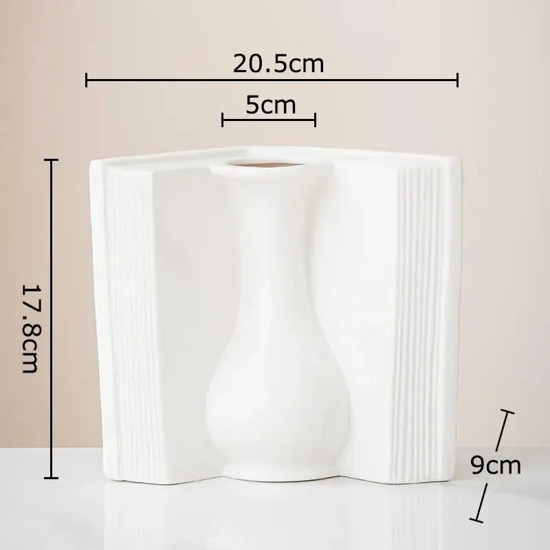 Sculpted book design white ceramic creative flowers desk decoration bedroom