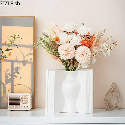 Sculpted book design white ceramic creative flowers desk decoration bedroom