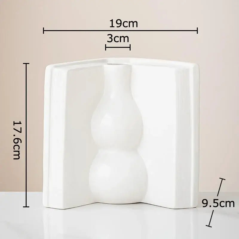 Sculpted book design white ceramic creative flowers desk decoration bedroom