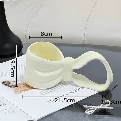 Sculpted bowknot ceramic coffee mug kitchen tea cup