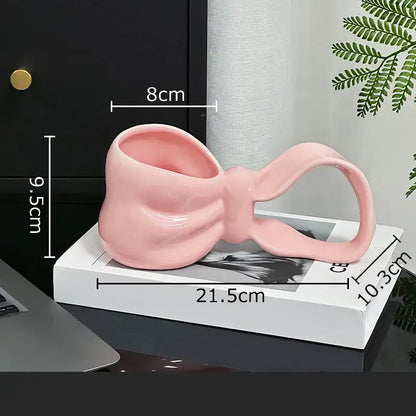 Sculpted bowknot ceramic coffee mug kitchen tea cup