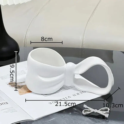 Sculpted bowknot ceramic coffee mug kitchen tea cup