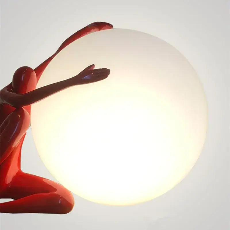 Sculptural black & red glass ball table lamp bedroom decor