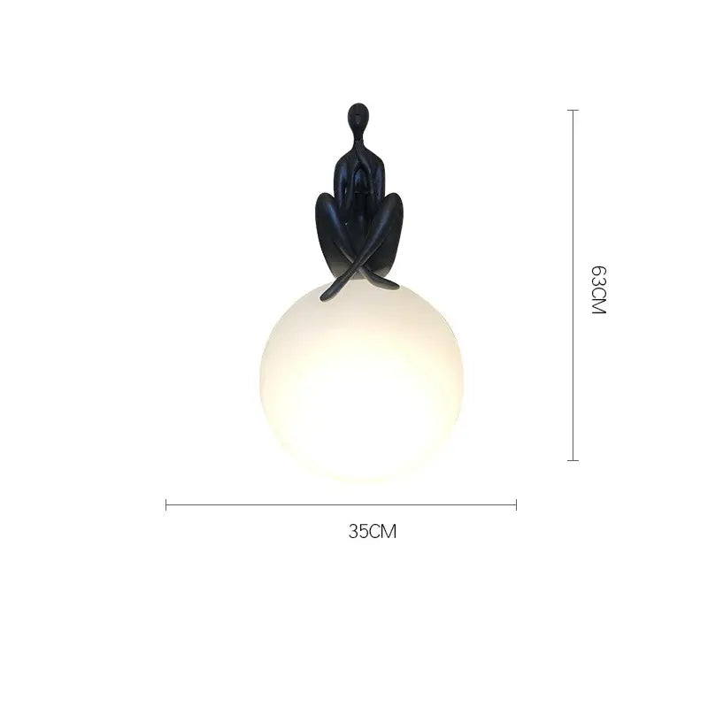 Sculptural black & red glass ball table lamp bedroom decor