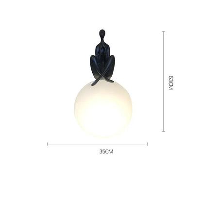 Sculptural black & red glass ball table lamp bedroom decor
