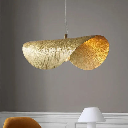 Sculptural brass lotus leaf chandelier for dining room