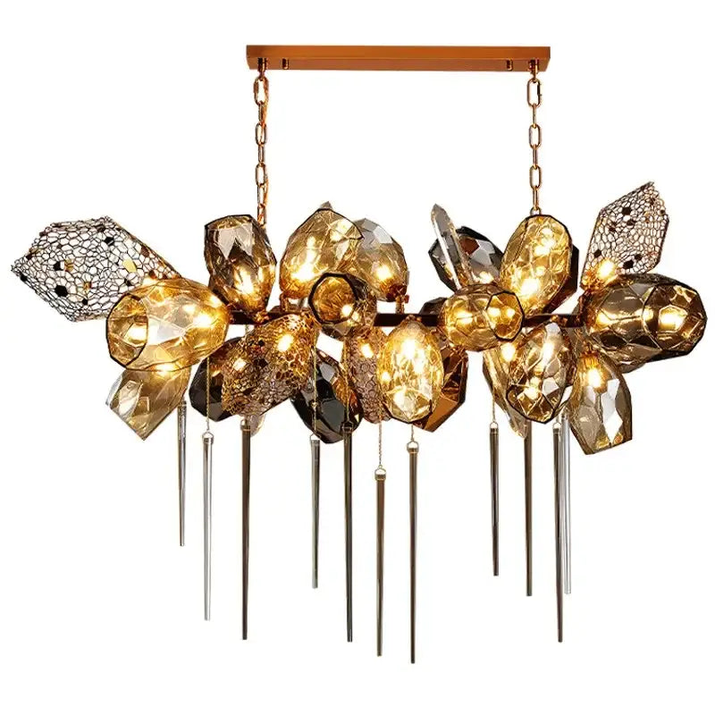 Sculptural gold glass shades pendant light dining room chandelier