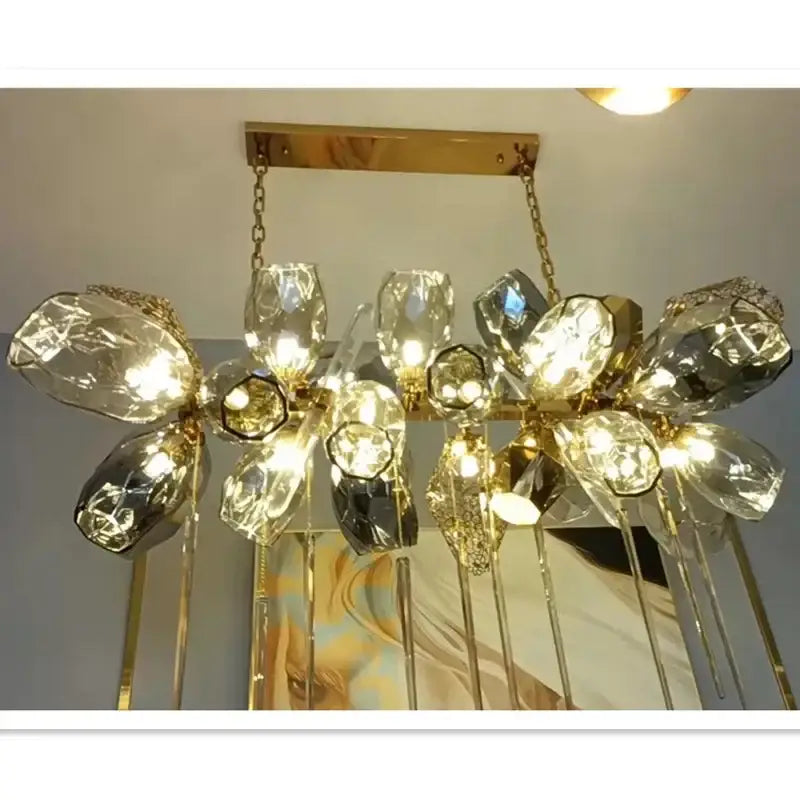 Sculptural gold glass shades pendant light dining room chandelier