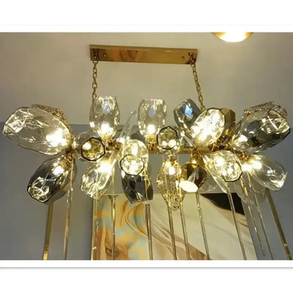 Sculptural gold glass shades pendant light dining room chandelier