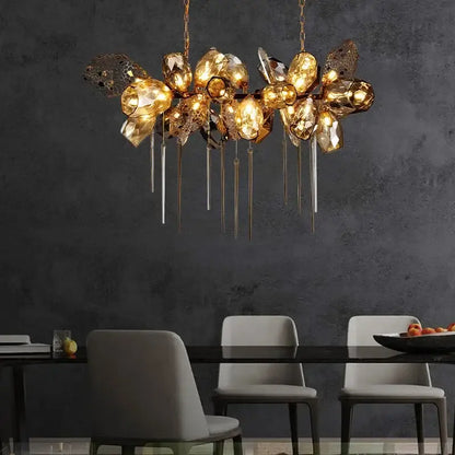 Sculptural gold glass shades pendant light dining room chandelier
