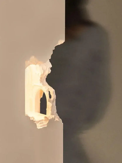 Sculptural stone embedded night light wall sconces for corridor