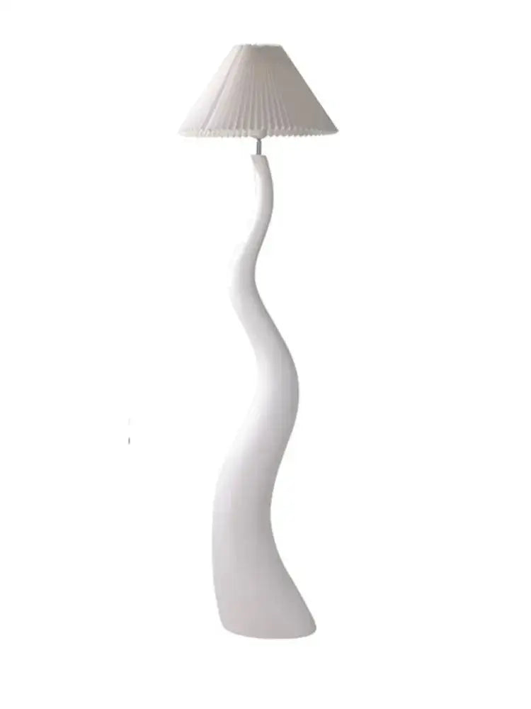 Sculptural white and beige cream resin floor lamp living room lighting
