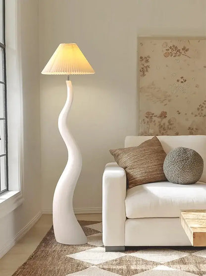 Sculptural white and beige cream resin floor lamp living room lighting