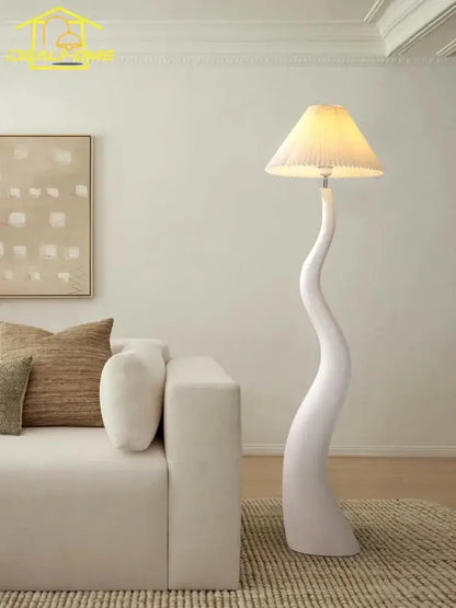 Sculptural white and beige cream resin floor lamp living room lighting