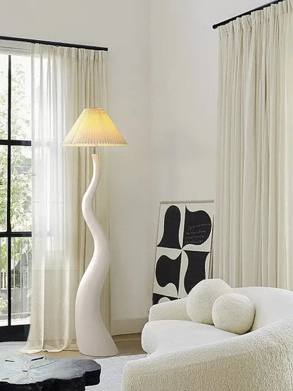 Sculptural white and beige cream resin floor lamp living room lighting