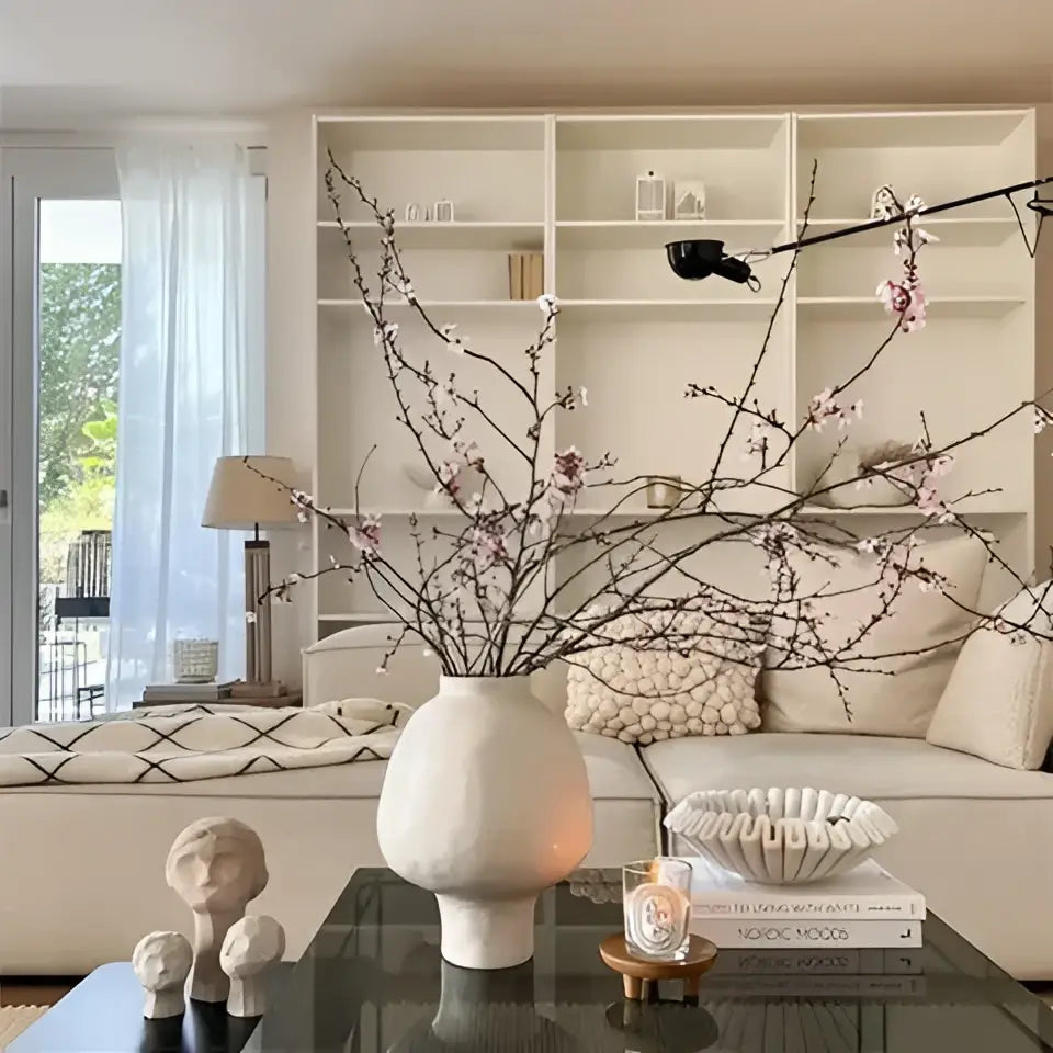 Sculptural white hammer pattern ceramic vase for living room desk