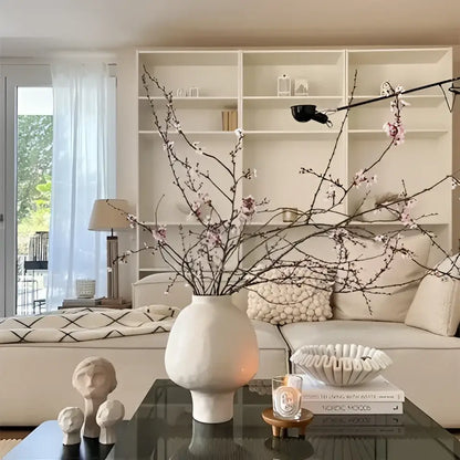 Sculptural white hammer pattern ceramic vase for living room desk