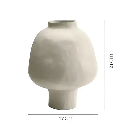 Sculptural white hammer pattern ceramic vase for living room desk