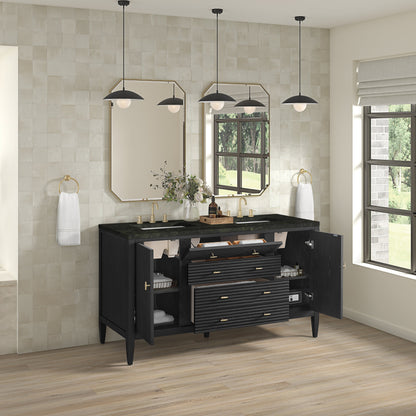James Martin Myrrin 60" Double Bathroom Vanity, Carbon Oak