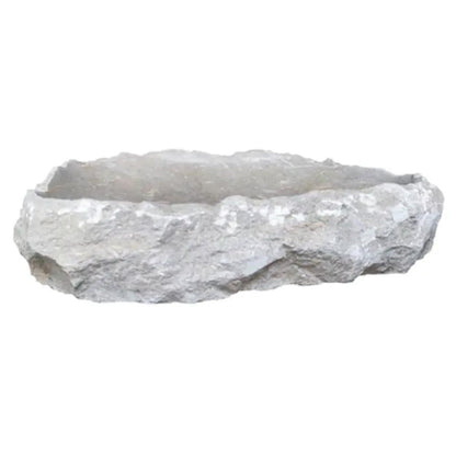 Handcrafted Grey Travertine Stone Vessel Bathroom Sink With Natural Shape