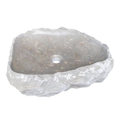 Seagrass Fossil Limestone Hand Carved Grey Bathroom Vessel Sink 16x20 Natural Stone