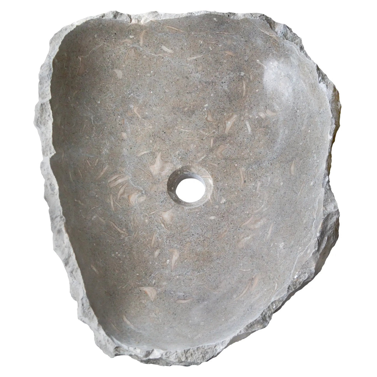 Seagrass Fossil Limestone Hand Carved Grey Bathroom Vessel Sink 16x20 Natural Stone