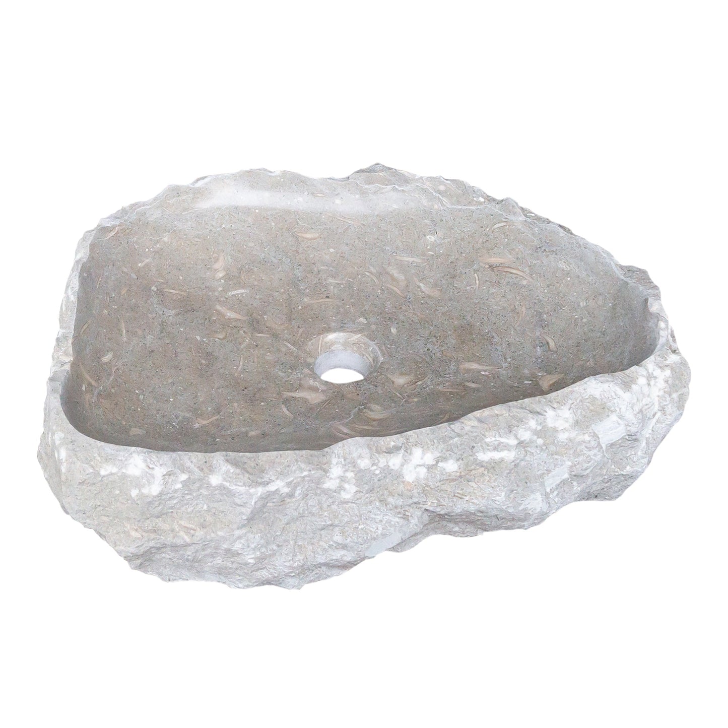 Seagrass Fossil Limestone Vessel Sink 16x20 Rustic Natural Stone Polished Interior