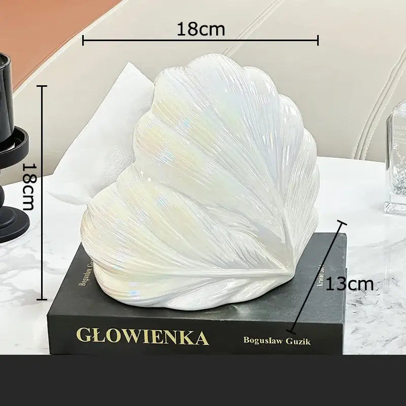 Seashell white & silver heart feather ceramic tissue box bedroom decor