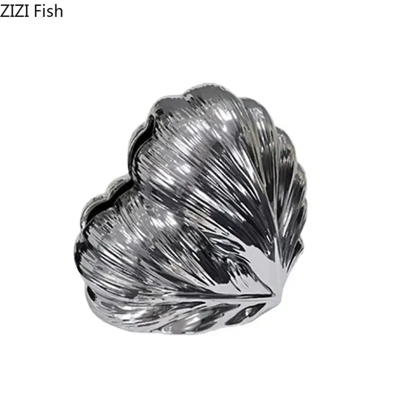 Seashell white & silver heart feather ceramic tissue box bedroom decor