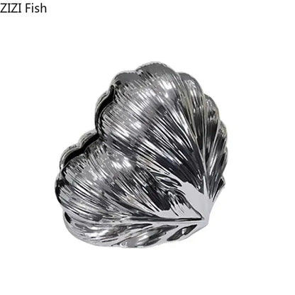 Seashell white & silver heart feather ceramic tissue box bedroom decor