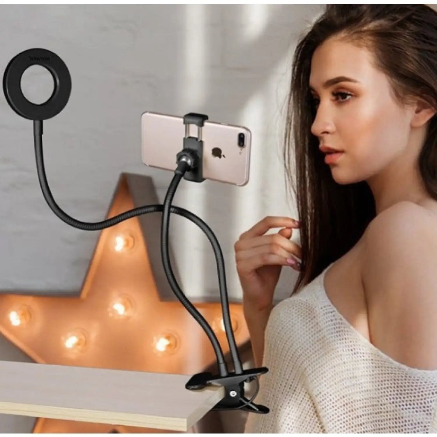 Selfie Ring Light with Adjustable Stand of 8 CM for Makeup and Live Streaming