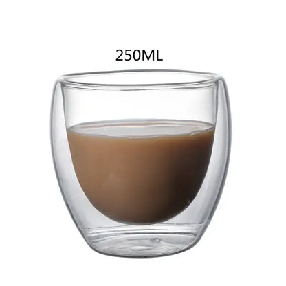 Set of 3 clear double wall glass cup tumblers for kitchen and dining