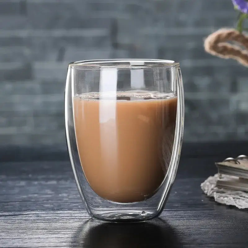 Set of 3 clear double wall glass cup tumblers for kitchen and dining