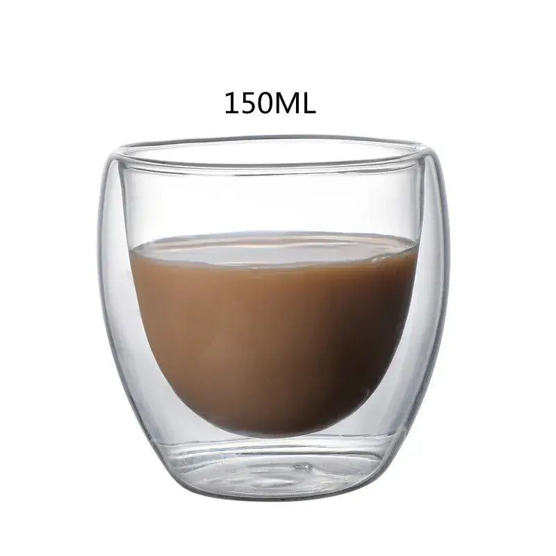 Set of 3 clear double wall glass cup tumblers for kitchen and dining