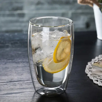 Set of 3 clear double wall glass cup tumblers for kitchen and dining