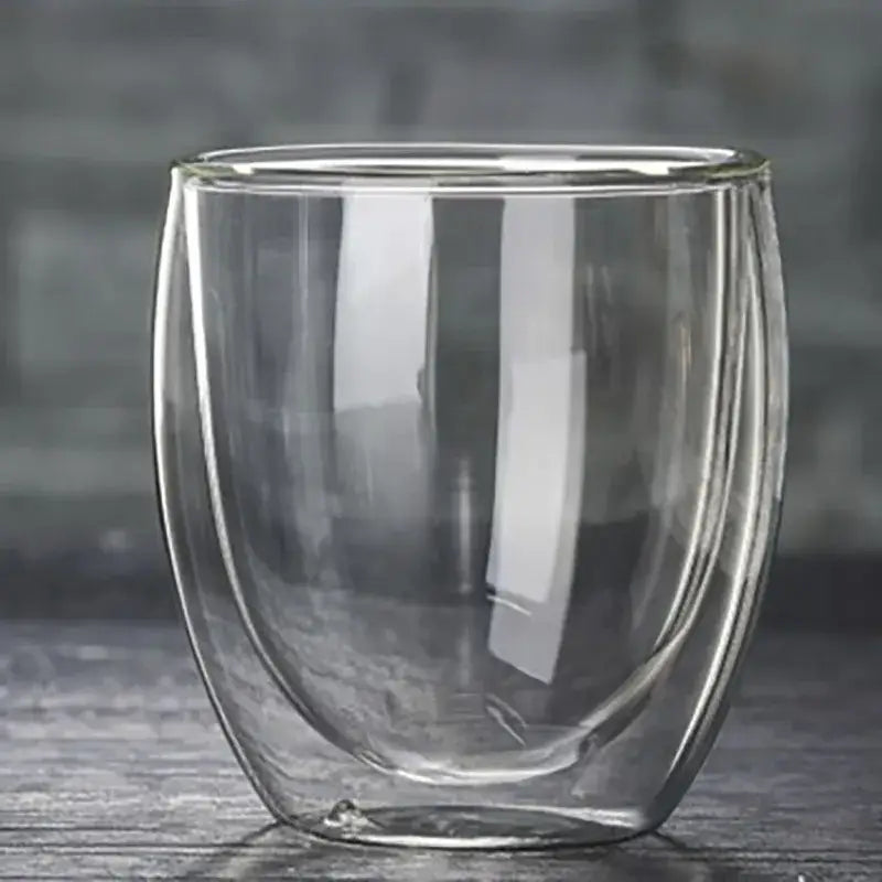 Set of 3 clear double wall glass cup tumblers for kitchen and dining