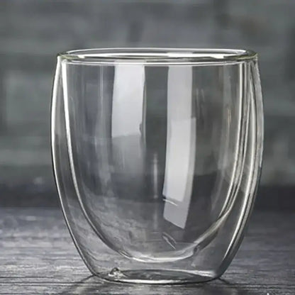 Set of 3 clear double wall glass cup tumblers for kitchen and dining